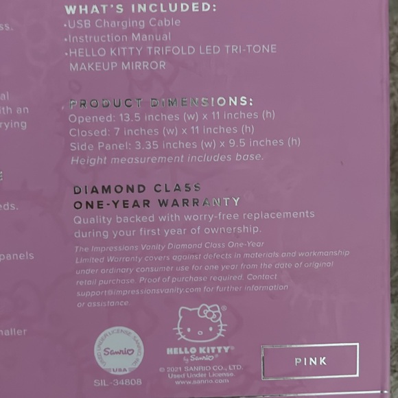 Sanrio Impressions Vanity Hello Kitty Tri Fold Mirror NIB - Picture 10 of 10